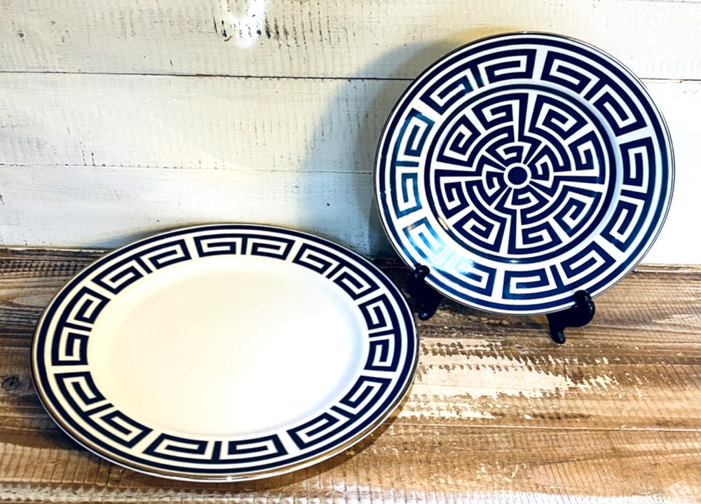 New Richard Ginori Labirinto Sapphire Blue Dinner & Salad Plate Set MSRP $297